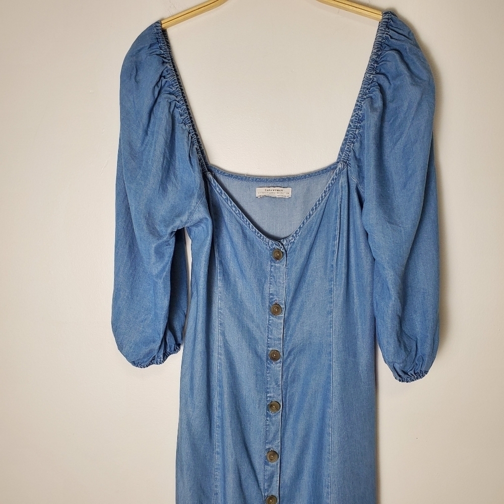 Zara Blue Midi Button Front Lyocell Dress - Picture 8 of 13
